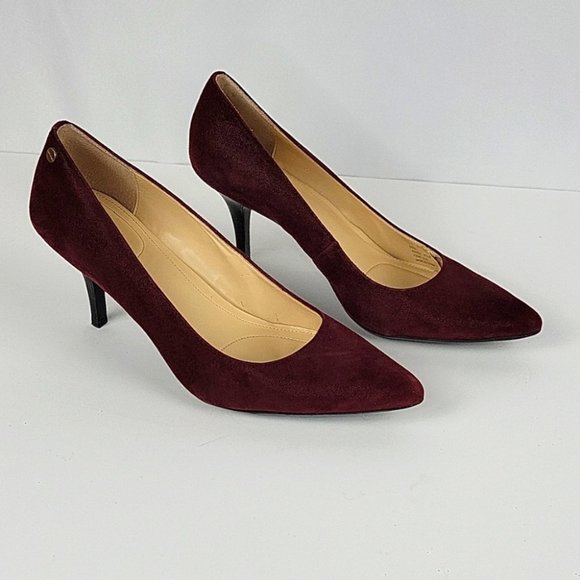 Calvin Klein Ashley Pointed Toe Pumps in Burgundy Size 8.5 - Picture 1 of 12